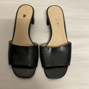 Franco Sarto Black Leather Mules